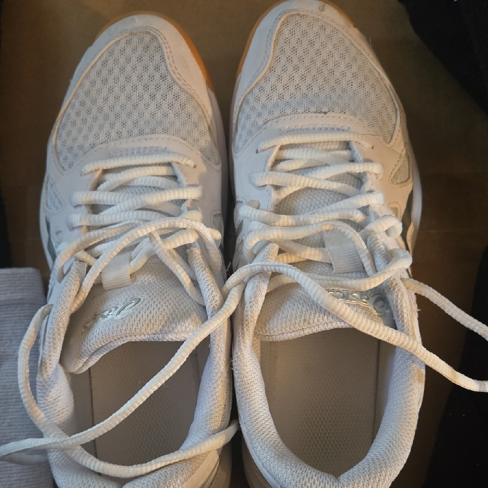 Asics White Mesh Athletic Shoes